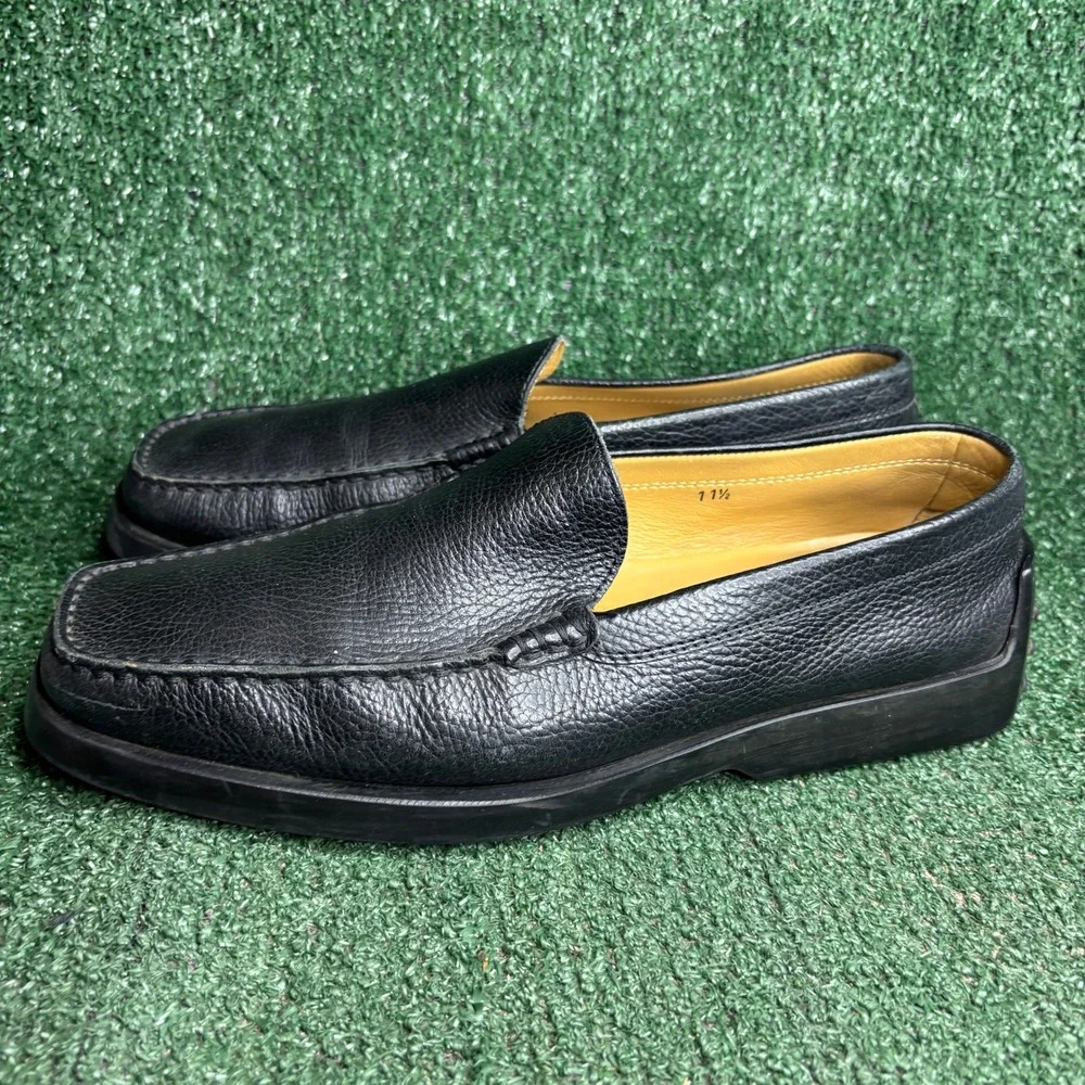 Tods GOMMA Pebble Sole Pebbled Leather Classic Loafers Black Mens Shoes Size 13